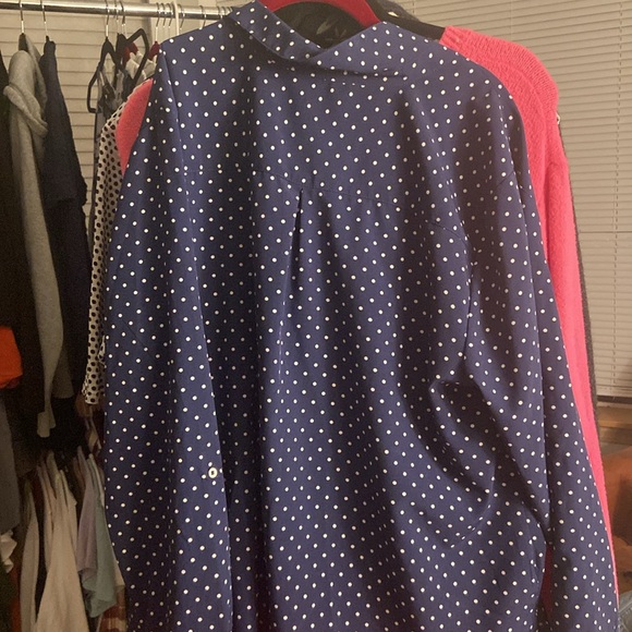 XL Notations Navy and Whiteye button up blouse - Picture 4 of 4